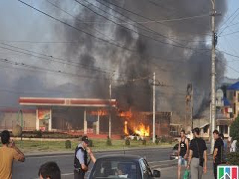 Взрыв бензозаправки в Махачке 08.08.2014